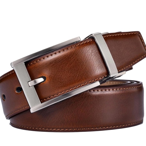 fine Men Belt Genuine Leather with Anti-scratch Buckle Casual Strap - Picture 1 of 8